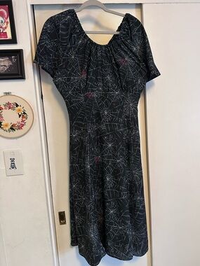 NEW Pinup Couture Black Spiderweb Midi Dress XL